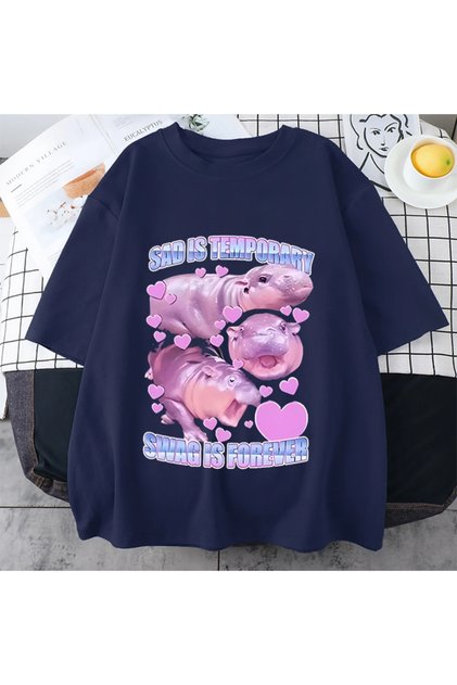 T Shirt Baby Hippo Vintage Men Women T-Shirt