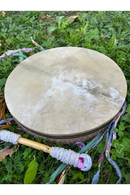 Şaman davulu(37cm)baskısız orijinal görünüm,kam davulu