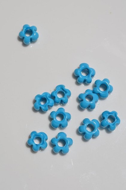 Murano Glass Flower Model Blue Colored Beads
