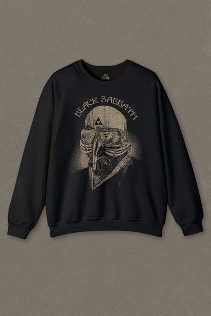 Black Unisex Sweatshirt Black Sabbath Rock Heavy Metal Arc Reactor Printed Sweat