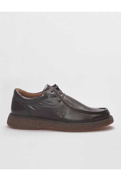 Genuine Leather Brown Lace-Up Men's Casual Shoes