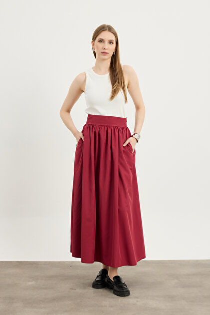 Birgül Bektaş Burgundy Glory Skirt- Trendyol