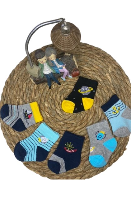 6 Pairs of Space & Sailor Patterned Baby Socks
