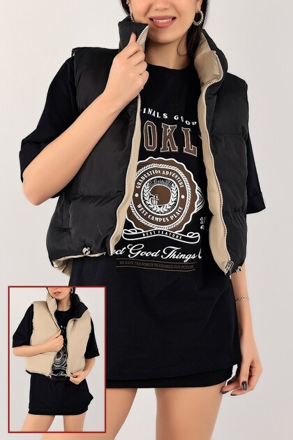 Women's Vest Double Sided Crop Puffer Vest