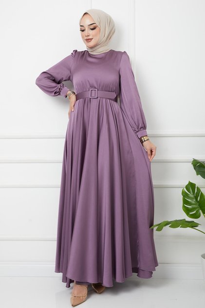 Rochie de seara evazata cu accesorii la talie LILA 1602