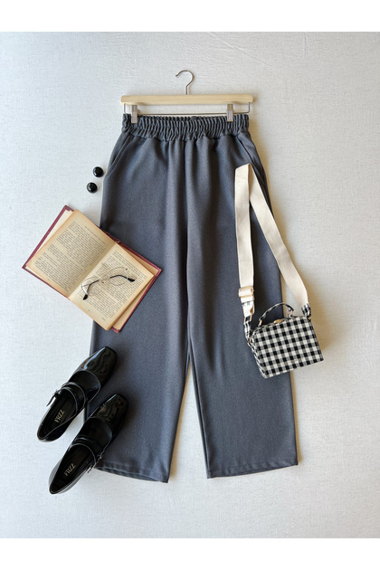Wool Effect Gray Trousers