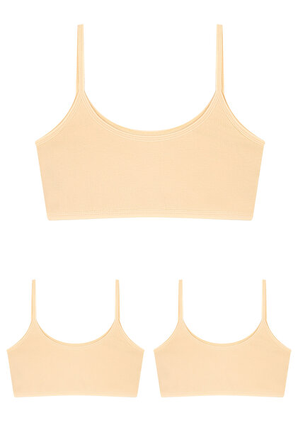 3 Pieces of Teenage Girls' Half-Sleeve Undershirts Without Pads, Cotton Teenage Girls' Training Bras