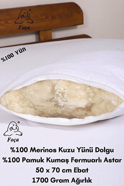 Foçatex %100 Doğal Merinos Kuzu Yünü Dolgulu Kokusuz Yıkanabilir