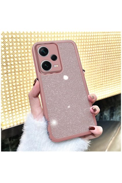 Xiaomi Redmi Note 12 Pro 5g Compatible Case Glittery Silicone Case with Camera Lens Protection Pink