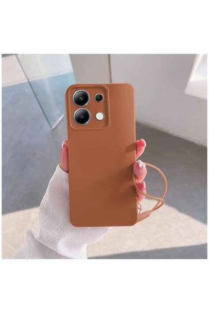 حافظة متوافقة مع هاتف Xiaomi Poco M6 Pro مصنوعة من السيليكون الناعم باللون البني