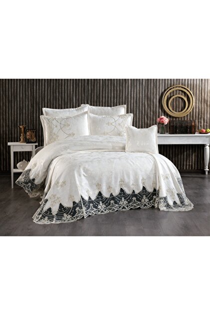 ZESA HOME Sahra Fransız Güpürlü Pamuklu 6 Parça Pike Takımı