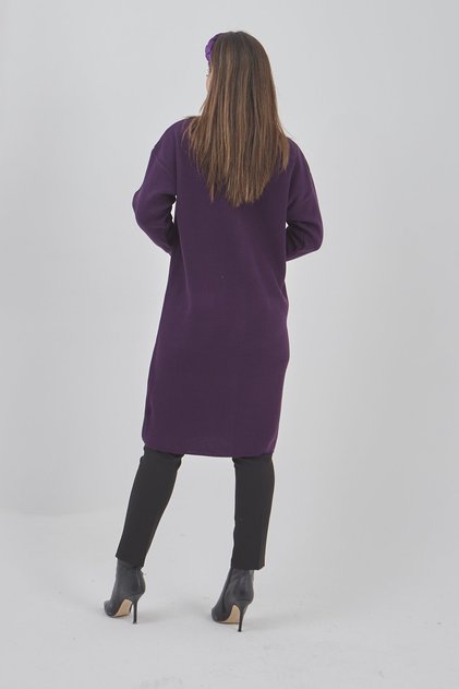 Women's Long Knitwear Seasonal Pocket Buttoned Lycra Cardigan