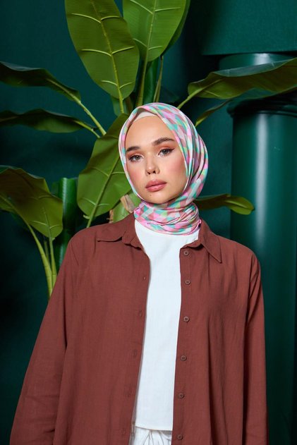 Marrakech Collection Soft Scarf Tea Green Pink 1205-03