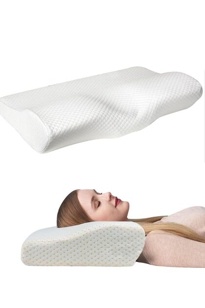 Pernă ortopedică visco, design special, pernă medicală pentru dureri de gât 60X35X11/7 cm