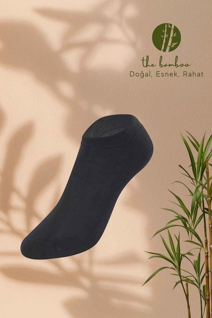 Weweus Siyah Doğal Bambu Lüks Süper Ince Erkek Sneaker Çorap