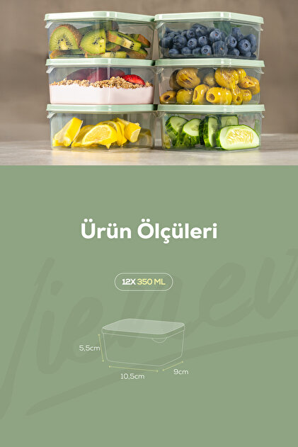 Vienev 12'li 350 ml Buzdolabı Dondurucu Organizer Mikrodalga Ve