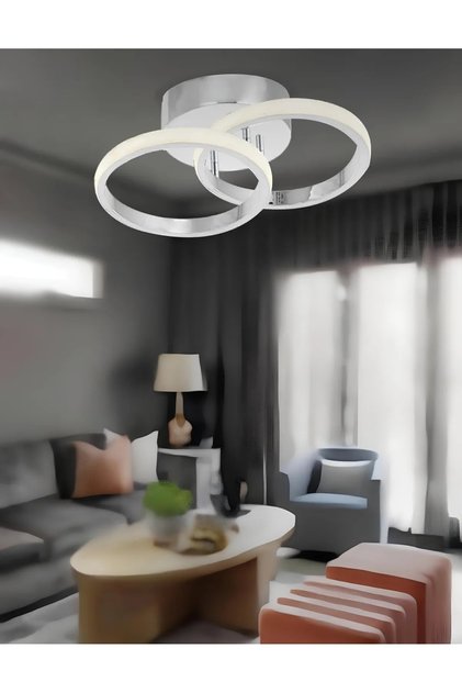 Hollyuv Model Tekli Plafonyer Led Beyaz Işık Ultra Power Led Avize Salon Mutfak Oda Hol Ledli Avize