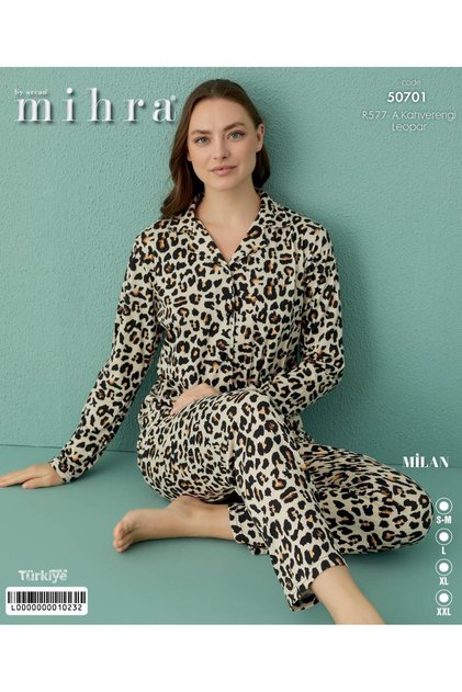 Milan Uzun Kol Önden Düğmeli Pijama Takımı