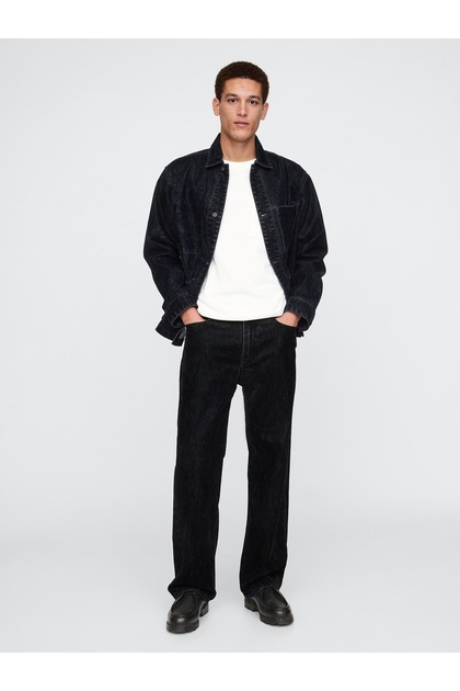 Erkek Lacivert Loose Jean Pantolon
