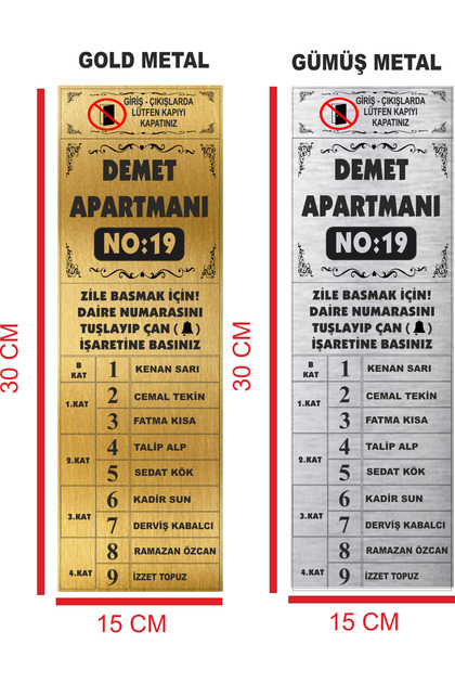 apartman zil ve diafon isimliği apartman isimliği soru sor bölümünden isimleri ekleyebilirsiniz