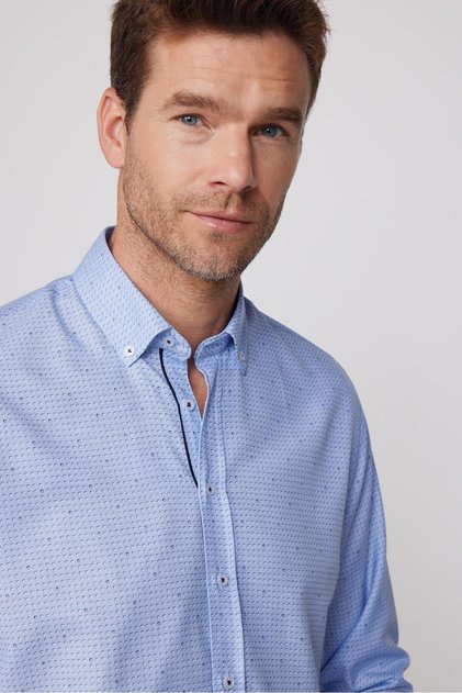 Men's Regular Fit Classic Cut Button Collar Cotton Easy Iron Printed Shirt