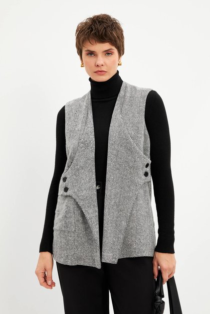 Black Wool Lined Vest