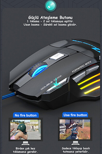 TrkTech X7 E-Spor Oyuncu Mouse RGB 7 Tuşlu Kablolu Gaming Mouse