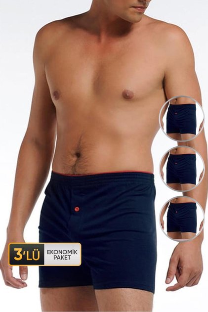 Men's navy blue jersey boxer 805 3-pack economic package
