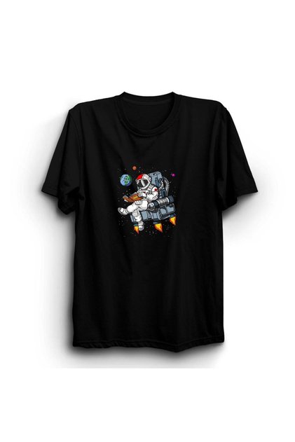 Space - Astronaut Printed Unisex 100% Cotton Black T-Shirt
