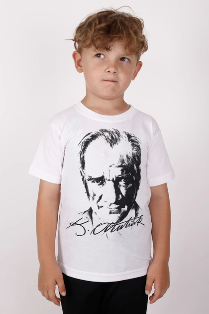 Unisex Children's Short Sleeve Atatürk Printed 23 April 29 October 10 November Performance Costume T-shirt