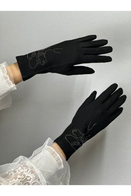 Stone Embroidered Cascumber Touch Finger Woman Gloves