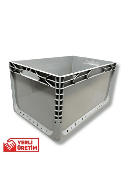 1.kalite Gri Plastik Kasa 60x40x32 Cm - Kokusuz Sağlam Plastik Kutu 65 Litre