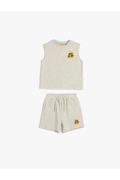 Print Detailed 2-Piece Shorts Undershirt Set