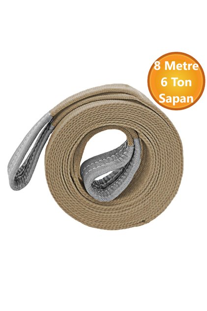 Vinç Sapan Polyester Spanzet 6 Ton 8 Metre Kahve Sağlam Yük Kaldırma Taşıma İndirme Caraskal Halat.