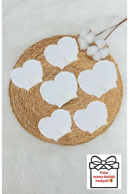Unisex Baby Newborn Combed Organic Cotton Baby Gloves Set of 6 Pairs -White