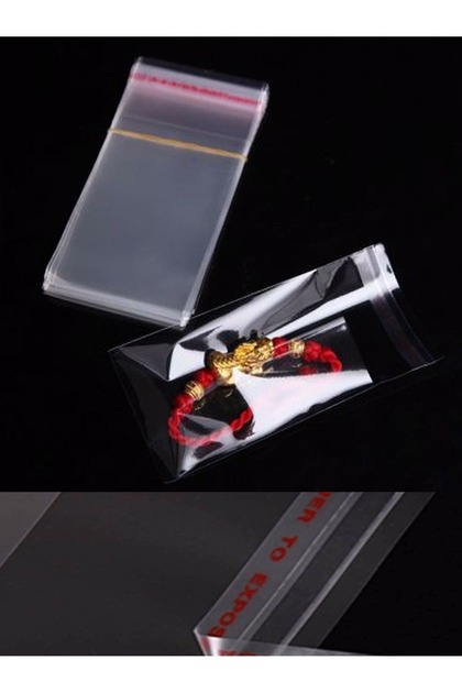 Transparent Gelatin Bag with Tape 6 X 14 cm Adhesive Bag 50 Pieces