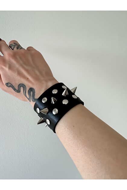 Gothic Gothic Punk Studded Faux Leather Wide Bracelet Spiked Bracelet (Unisex Size)