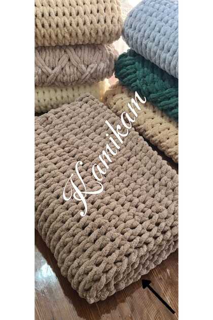 Plush, Velvet, Soft Alize Hand-Knitted 100 X 150 Tv Blanket, Sofa Shawl, Gift for Lover