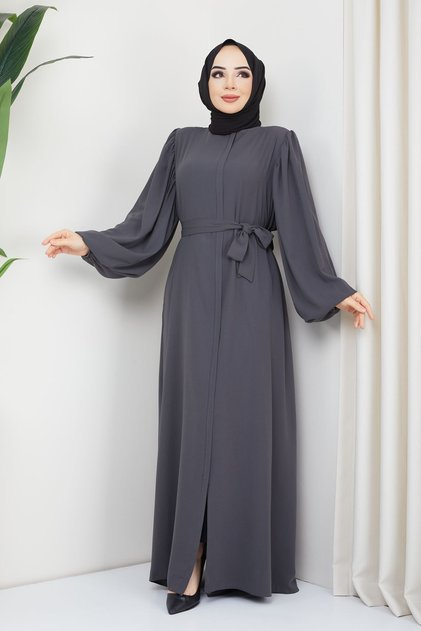 Ebrar Model Abaya - Koyu Gri