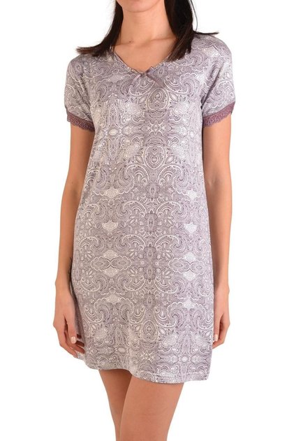 Women's Tunic Nightgown Short Sleeve Viscose Lycra Plum