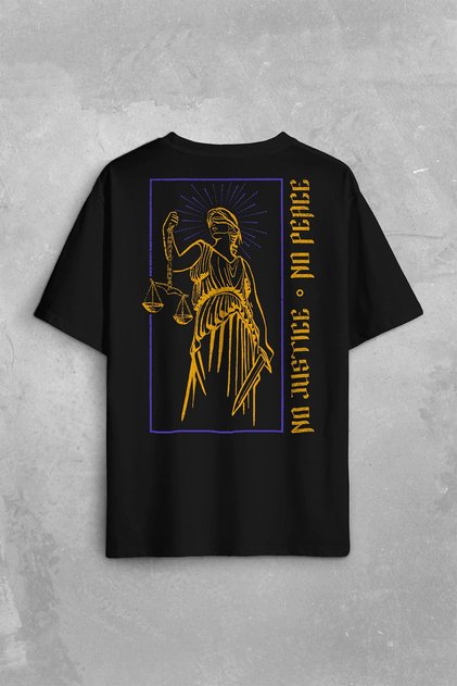 No Justice No Peace Justice Peace Urban Street Culture Urban Wear Back Front Printed Oversize T-Shirt Uni