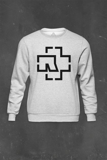 Gray Sweatshirt Rock Metal Rammstein Till Lindemann Logo Printed Unisex Sweat