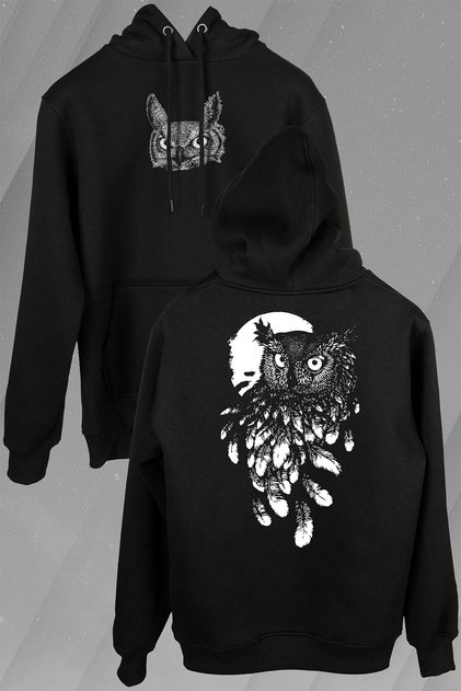 Owl Full Moon Owl Front And Back Printed Sweatshirt Unisex Hooded Hoodie