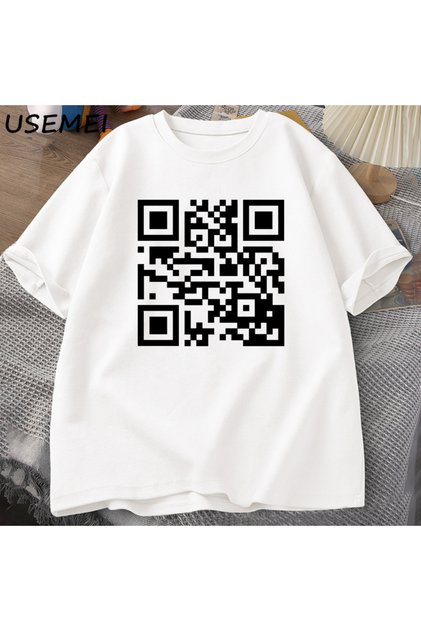 QR Code T Shirt Funny Saying Printed T-Shirt Casual Cotton Short Sleeve Tshirt O Neck Soft Pe