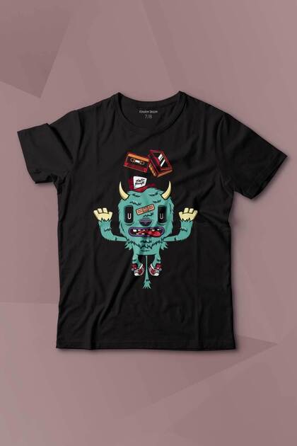 Cute Monster Retro Monster Daft Punk 90S Printed Kids T-Shirt Short Sleeve