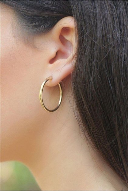 26 mm Gold Düz İnce Halka Küpe