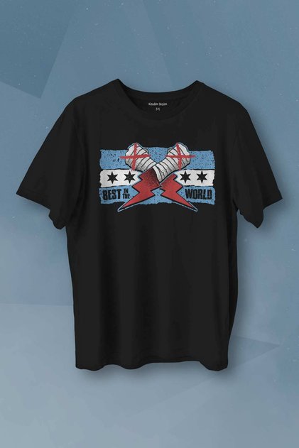 Unisex T-shirt Gloves Blue Flag CM Punk Fitness Fight Boxing Gym Sports Printed Black T-shirt