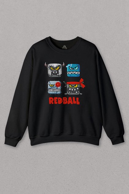 Unisex Black Sweatshirt Red Ball Redball Game Gamer Printed Sweat