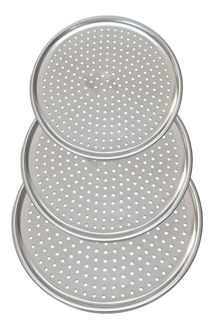 Set of 3 Luxury Steel Perforated Pizza Tray 28-32-36 Cm