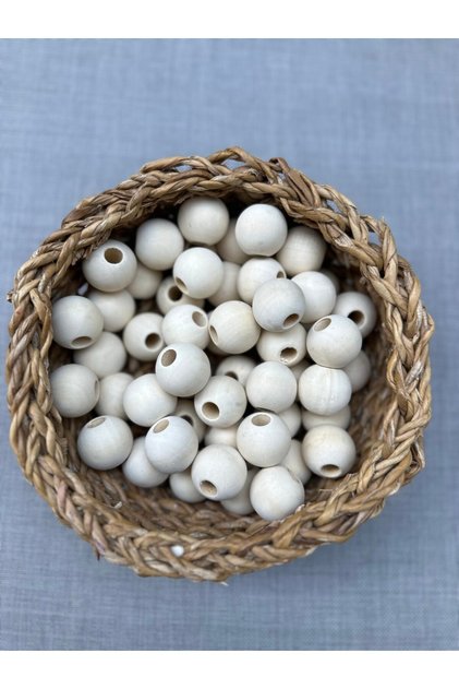 100 g 20 mm Polished Wood Beads – Natural and Shiny Jewelry & Craft Beads